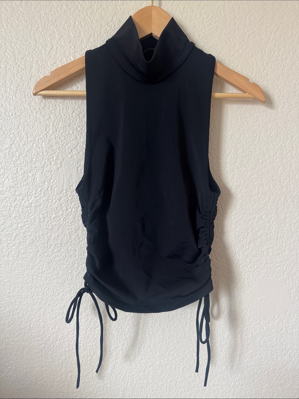Zara Black Sleeveless Turtleneck Tank with Side Ties